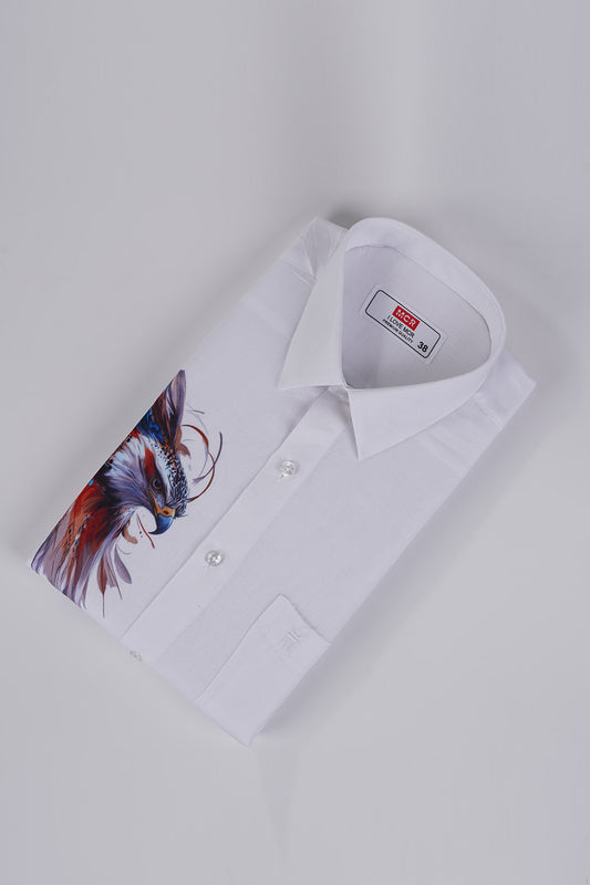 Men Casual Printed White Shirt - Eagle