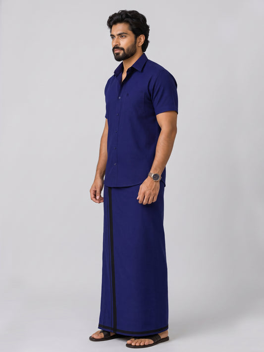 Genz Loungewear Colour Shirt Half Sleeve and Matching Dhoti Single Combo Set - 88011
