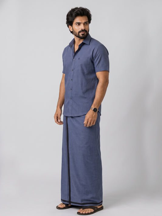 Genz Loungewear Colour Shirt Half Sleeve and Matching Dhoti Single Combo Set - 88007