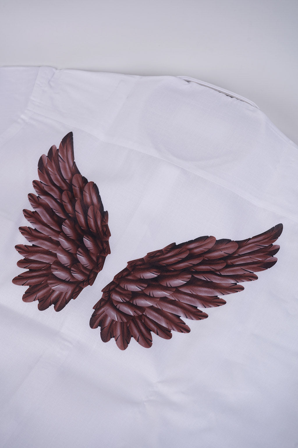 Men Casual Printed White Shirt - Angel Wings