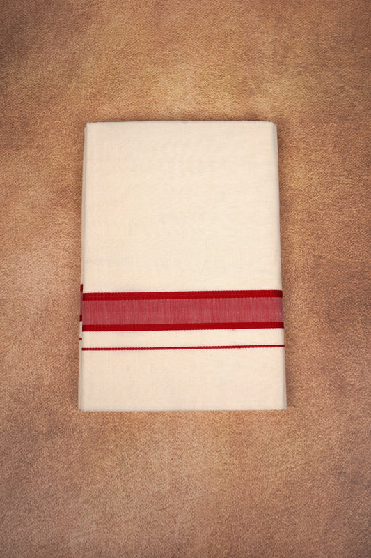 FD-174C CREAM DOUBLE DHOTI 3.80 MTR - Pink