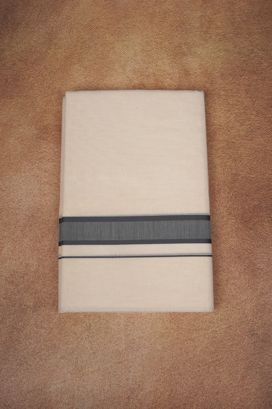 FD-174C CREAM DOUBLE DHOTI 3.80 MTR - Gray