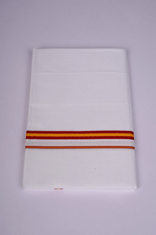 Mens White TVK Political Single Dhoti Cotton Blend - 2.00M | Classic