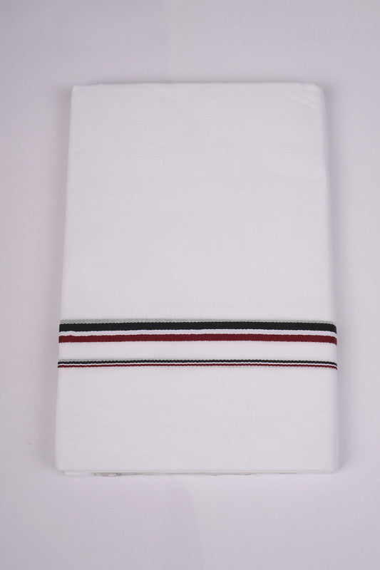 Mens White ADMK Political Double Dhoti 100% Cotton - 4.00M | Fine Cotton