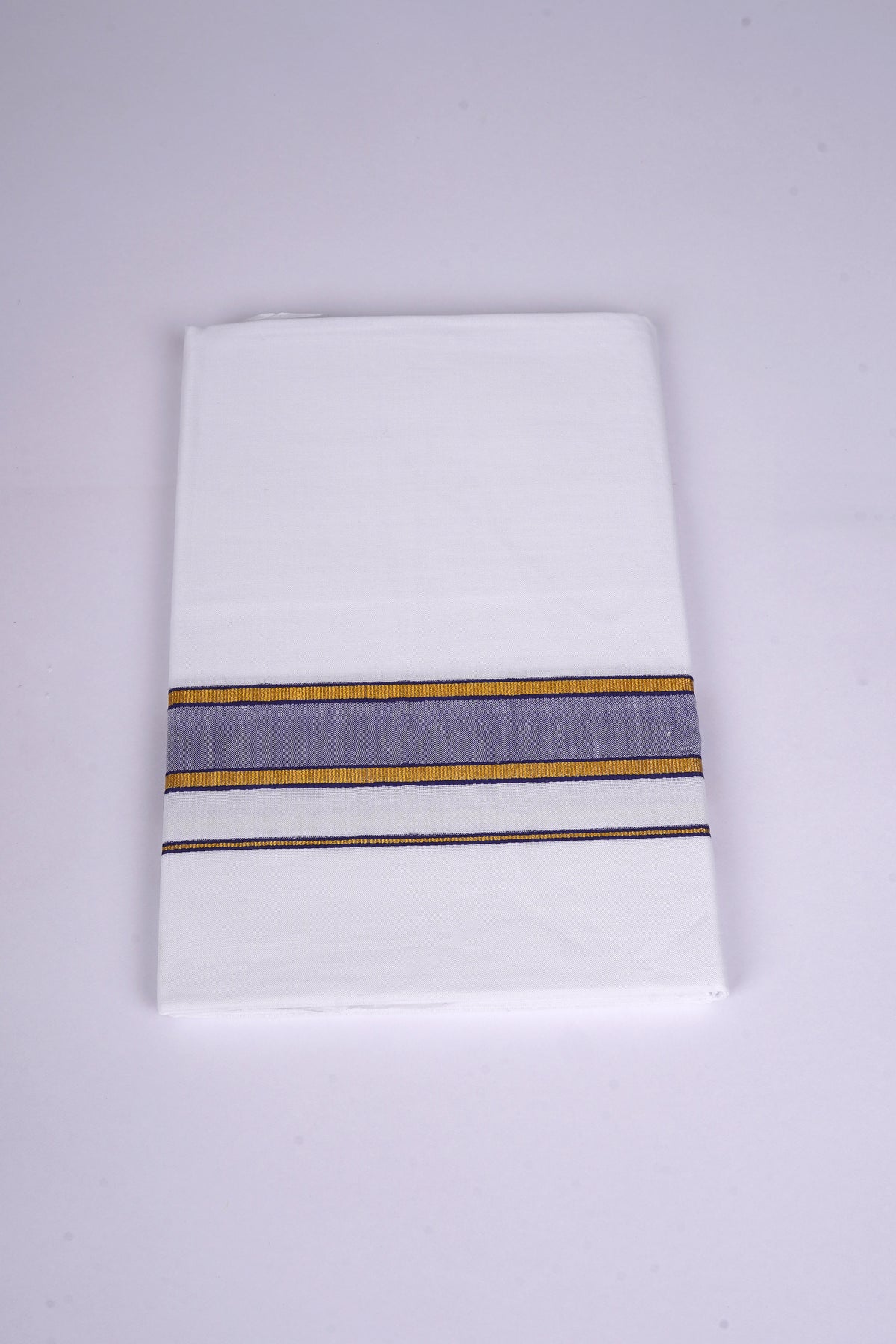 Mens Cotton Blend White Dhoti Single Fancy Border 2.00 m|FS-106 ASH