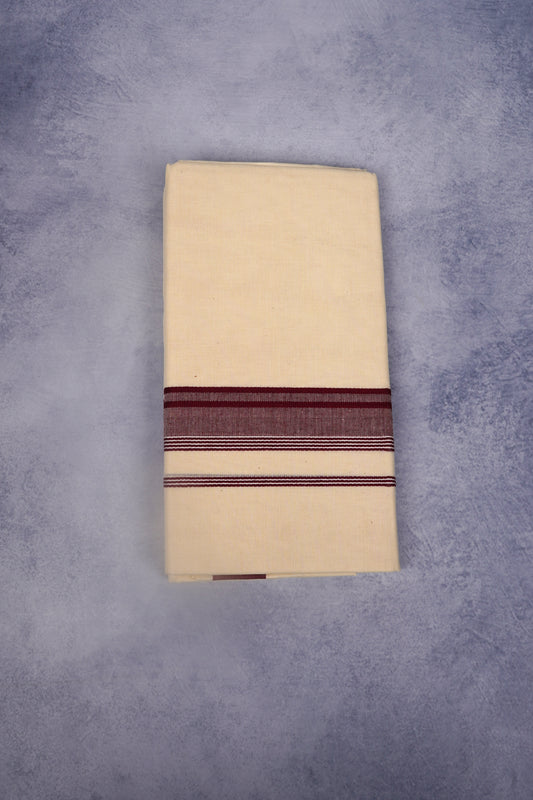 FCD-331C CREAM DOUBLE DHOTI 3.80 MTR-Brown