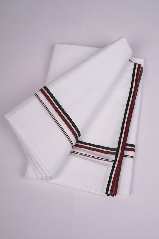 Mens White ADMK Political Double Dhoti 100% Cotton - 3.70M | Royal