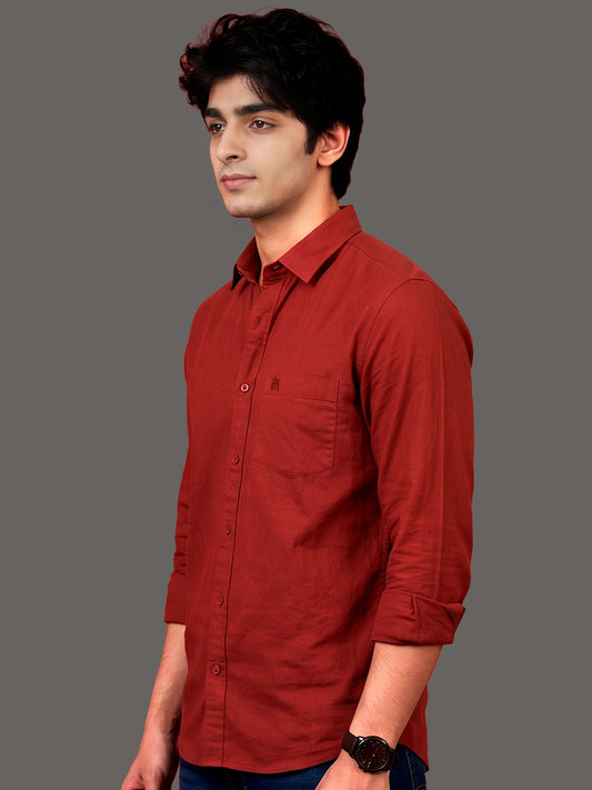 Stain Free Full Sleeve Formal Red Shirt For Men-68002