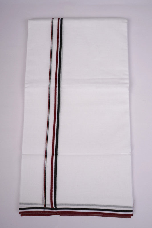 Mens White ADMK Political Double Dhoti 100% Cotton - 4.00M | Fine Cotton