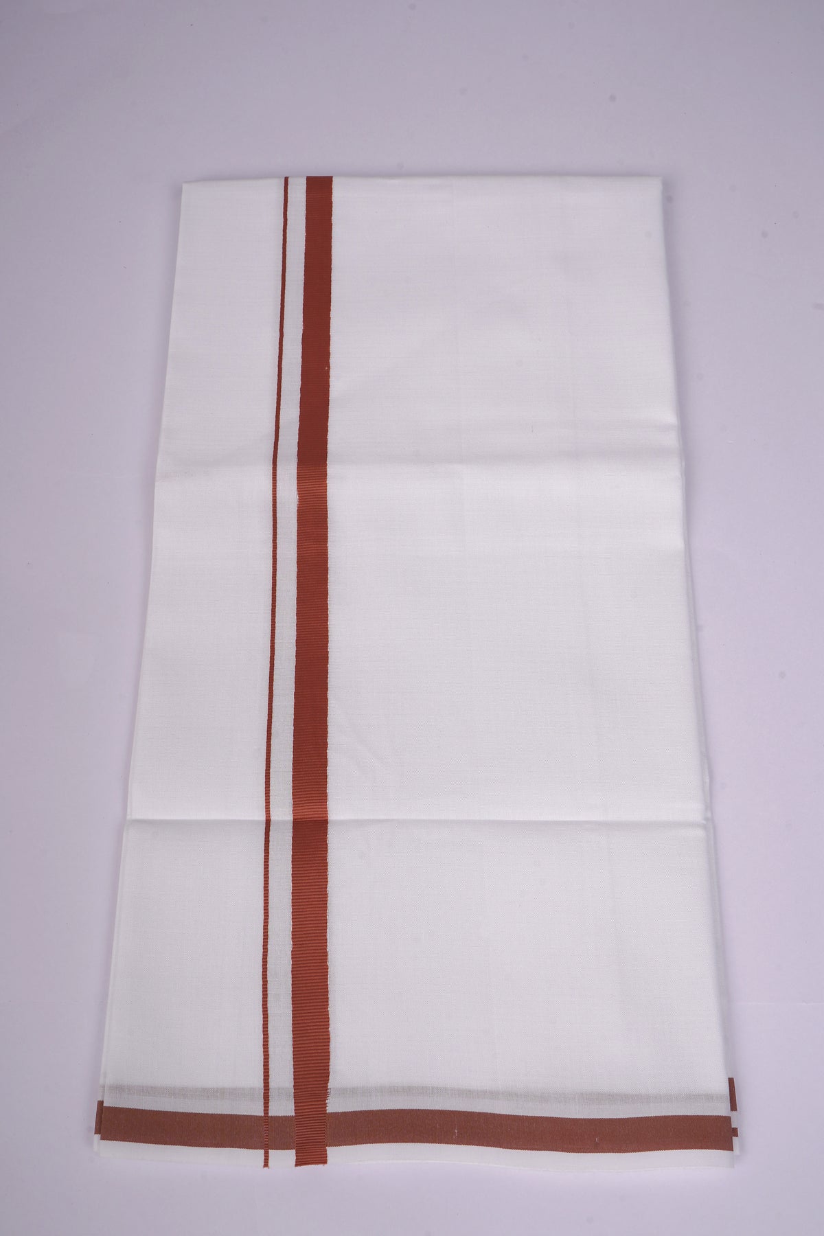 Mens Cotton Blend White Dhoti Single Small Border 2.00 m|HS-17 MAROON