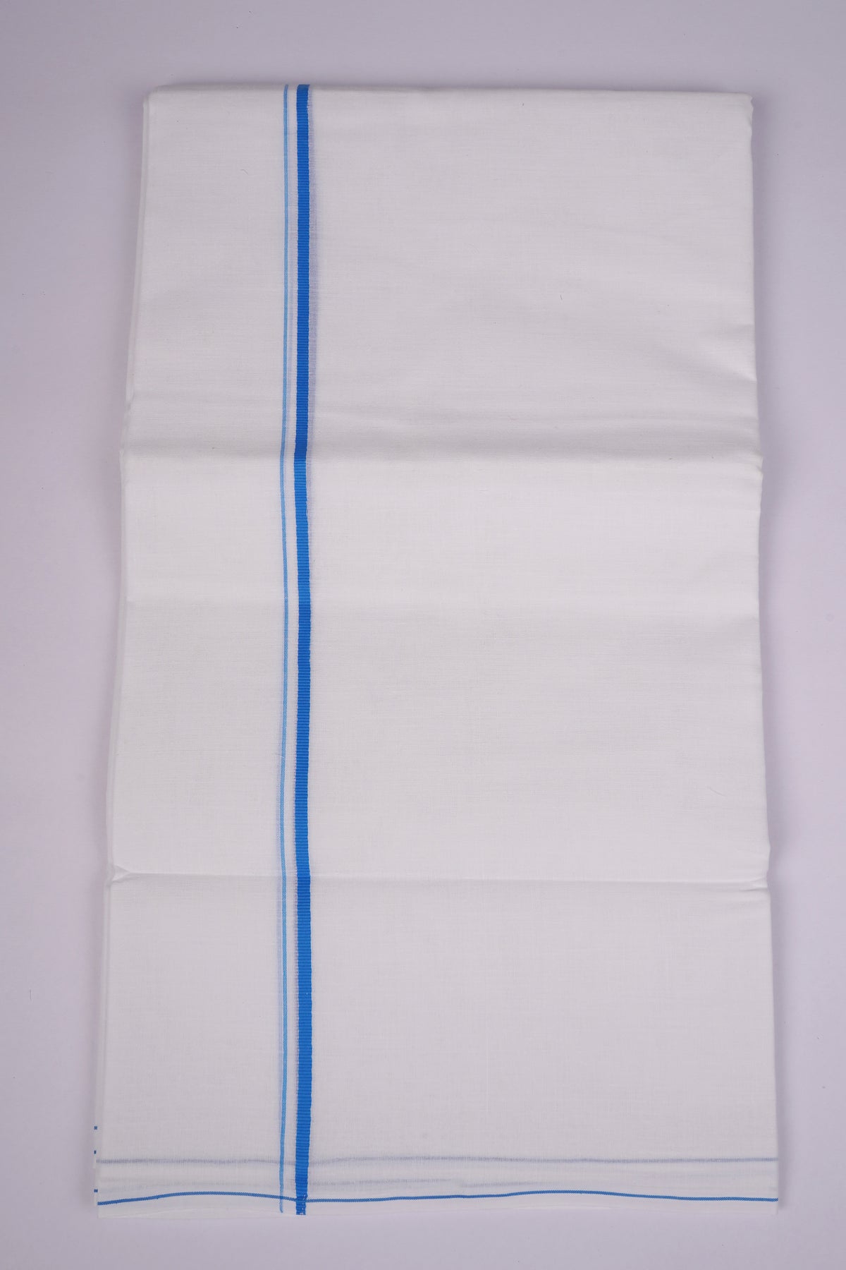 Mens Cotton Blend White Dhoti Double Small Border 3.80 m|SD-03 SKY BLUE