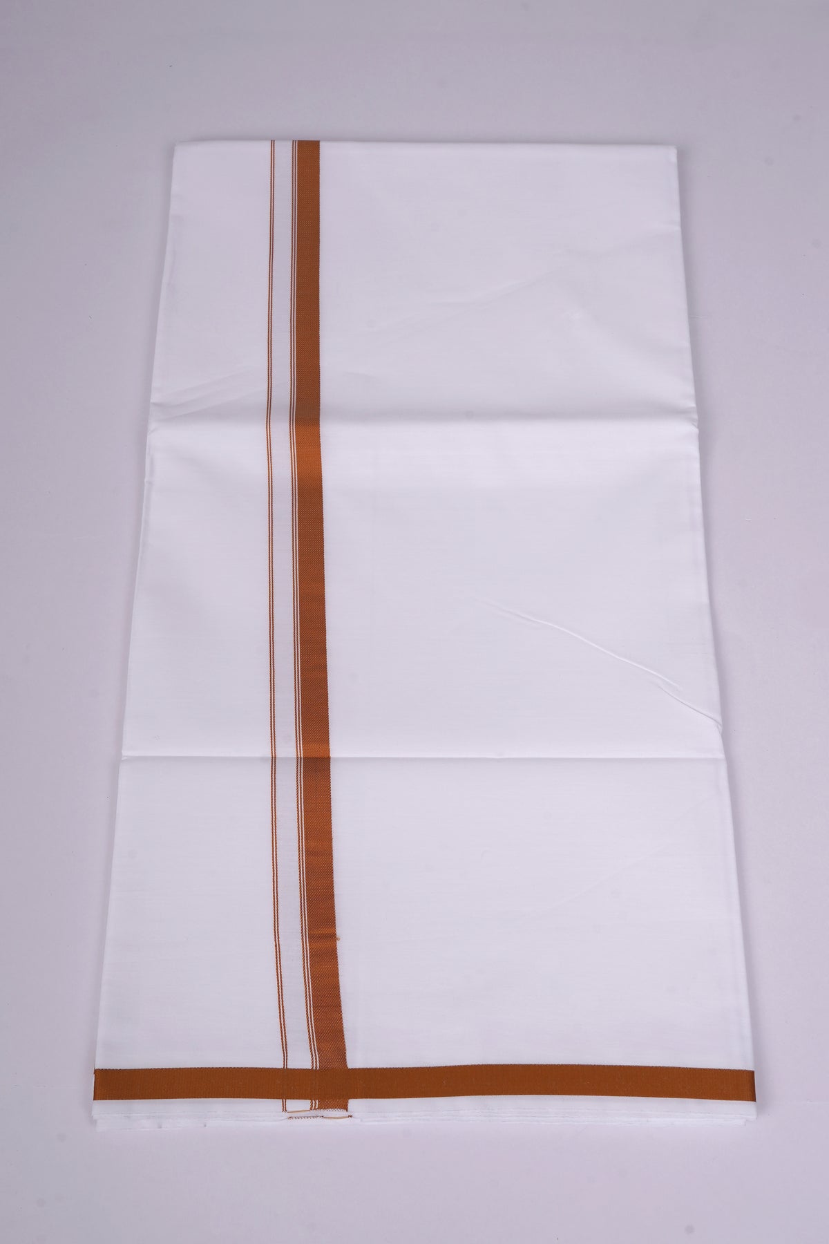 Mens White Single Dhoti Pure Cotton - 2.00M | HS-20 - Brown