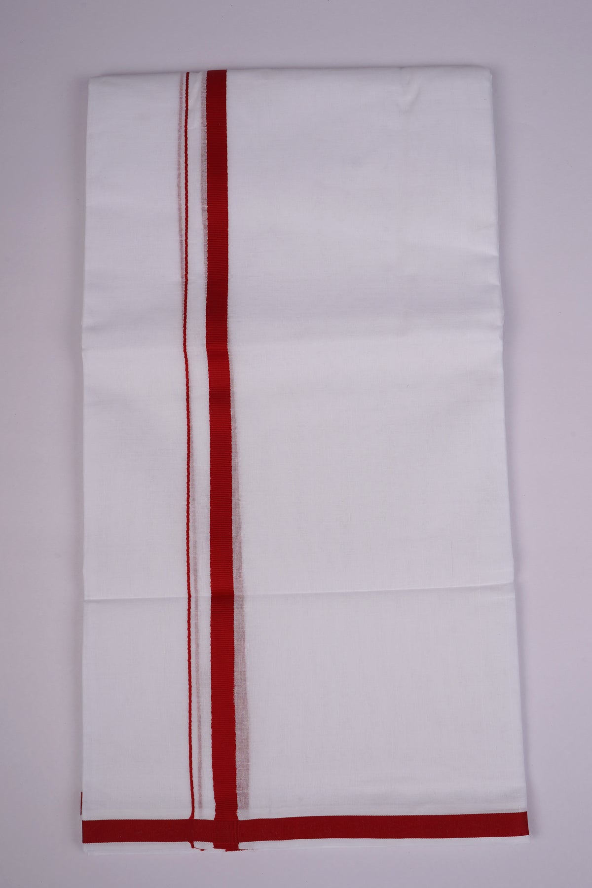 Pure Cotton White Dhoti Double Small Border 3.80 m|HD-24 RED
