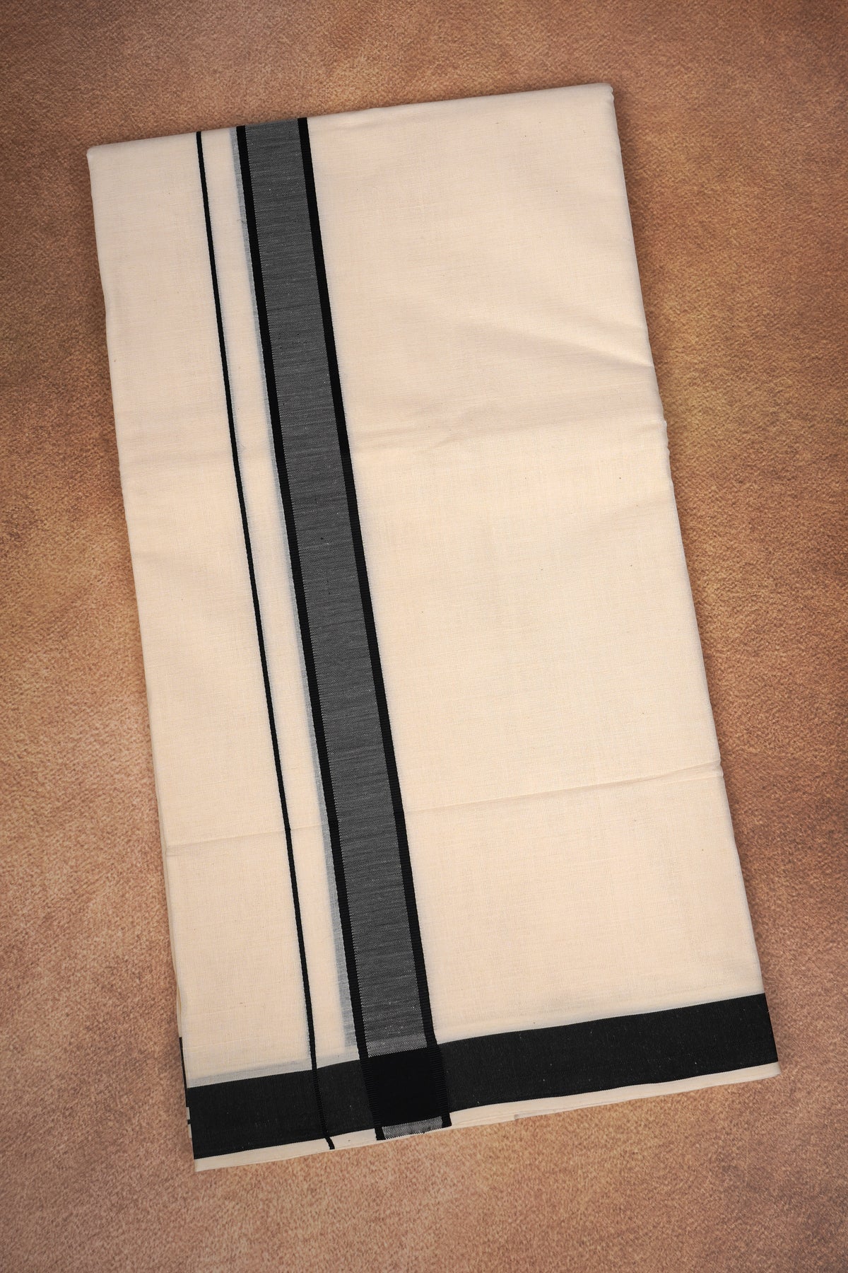FD-174C CREAM DOUBLE DHOTI 3.80 MTR -Dark Gray