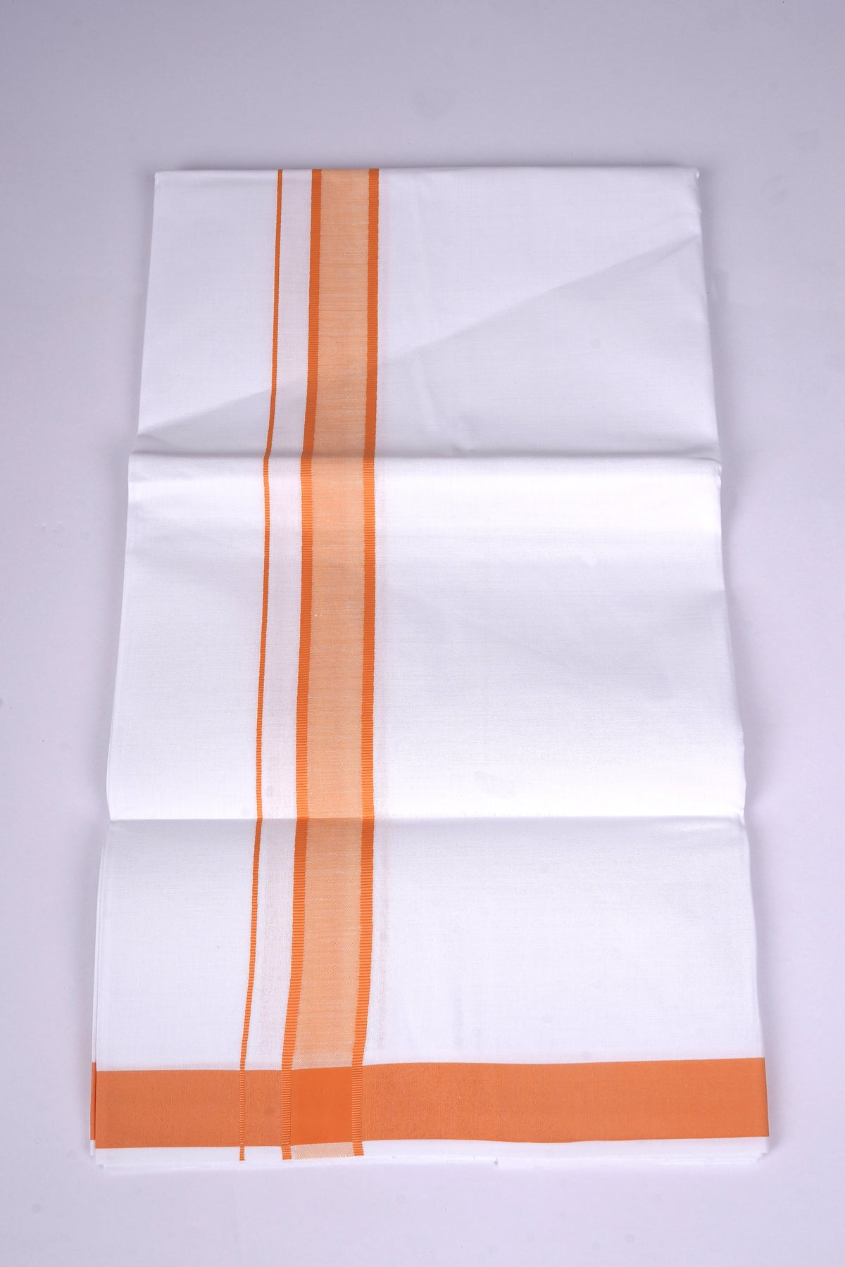 Mens Cotton Blend White Dhoti Single Fancy Border 2.00 m|FS-112 MUSTARD
