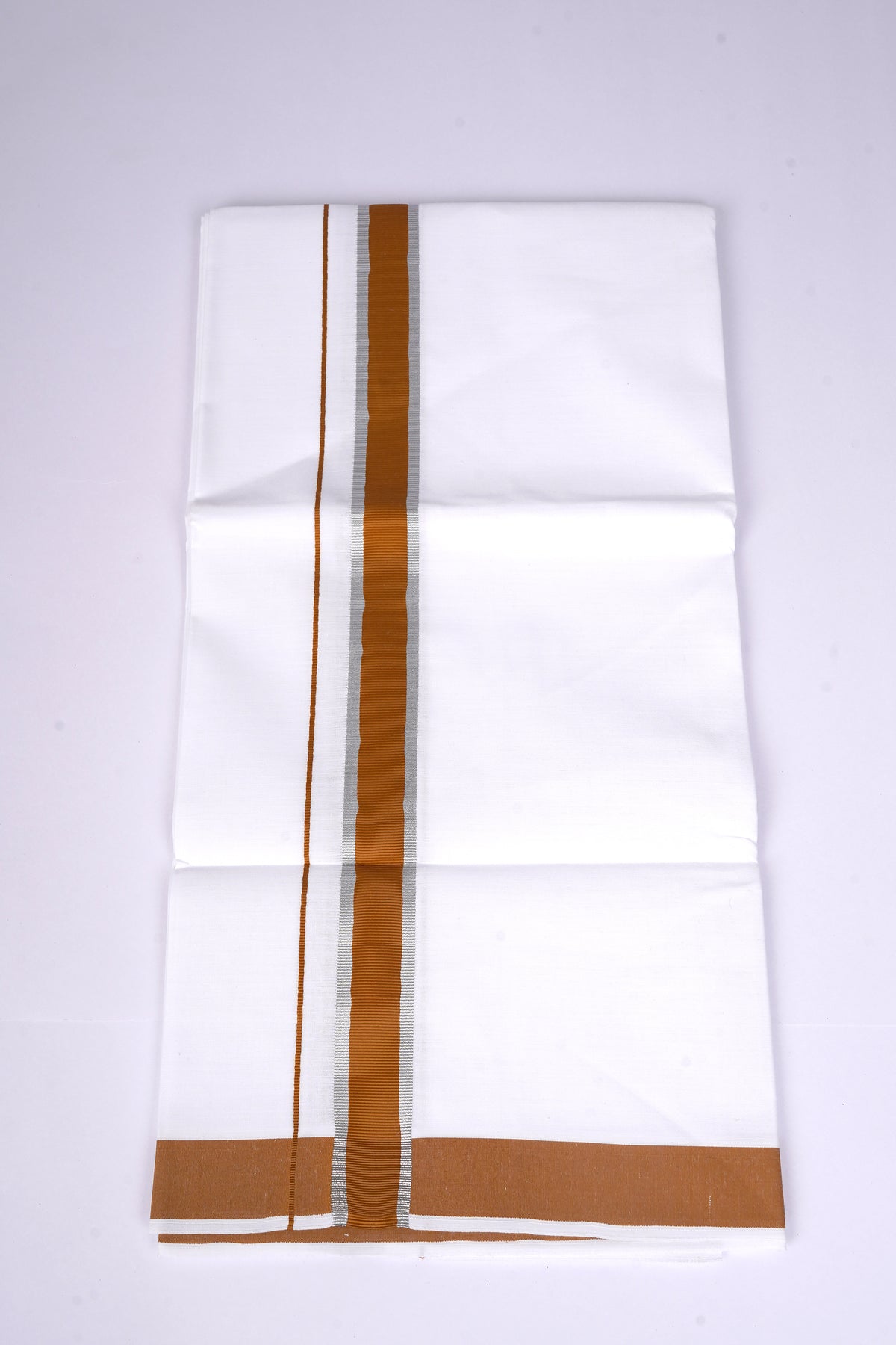 Mens White Dhoti Single Fancy Border PERU 2.00 m |FS-96