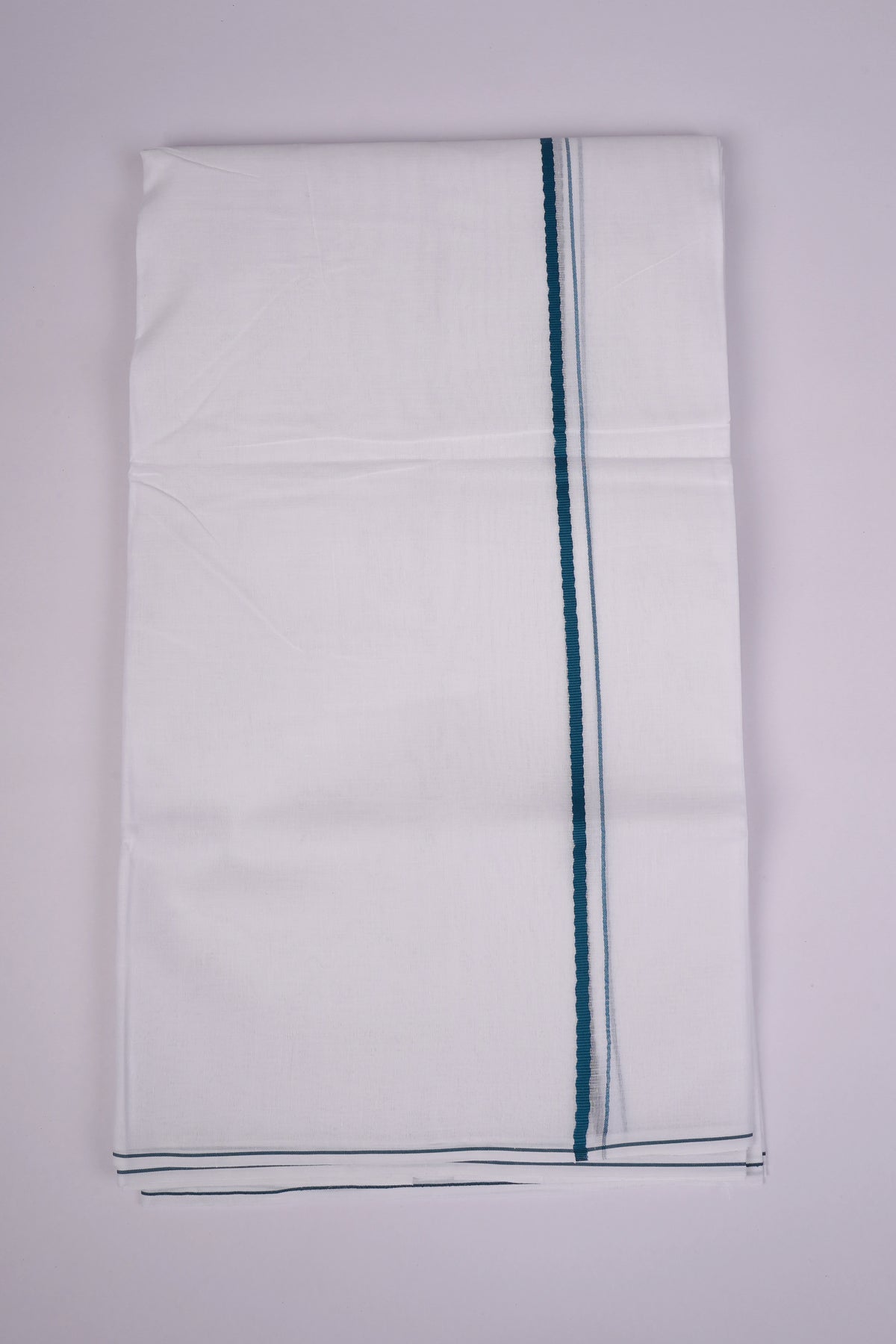 Mens Cotton Blend White Dhoti Double Small Border 3.80 m|SD-10 DARK GREEN