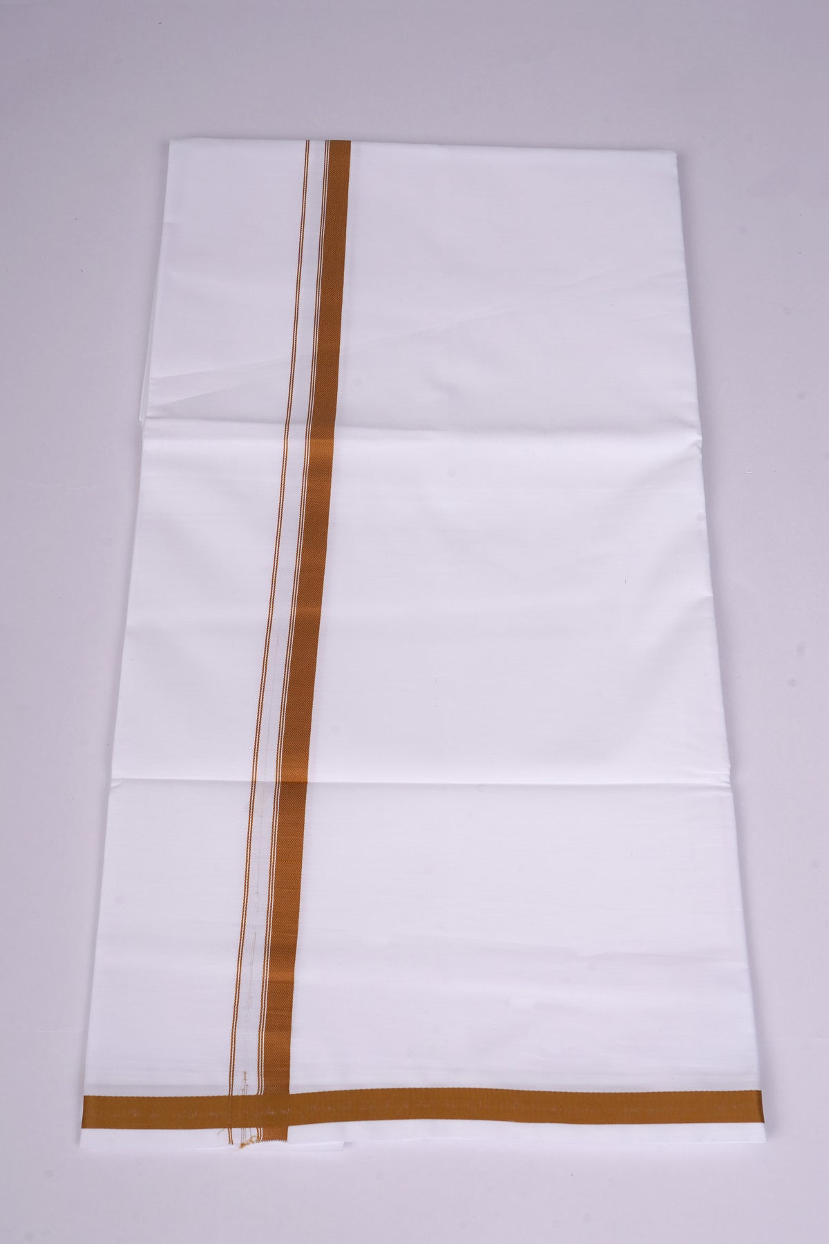 Mens White Single Dhoti Pure Cotton - 2.00M | HS-20 - Brown