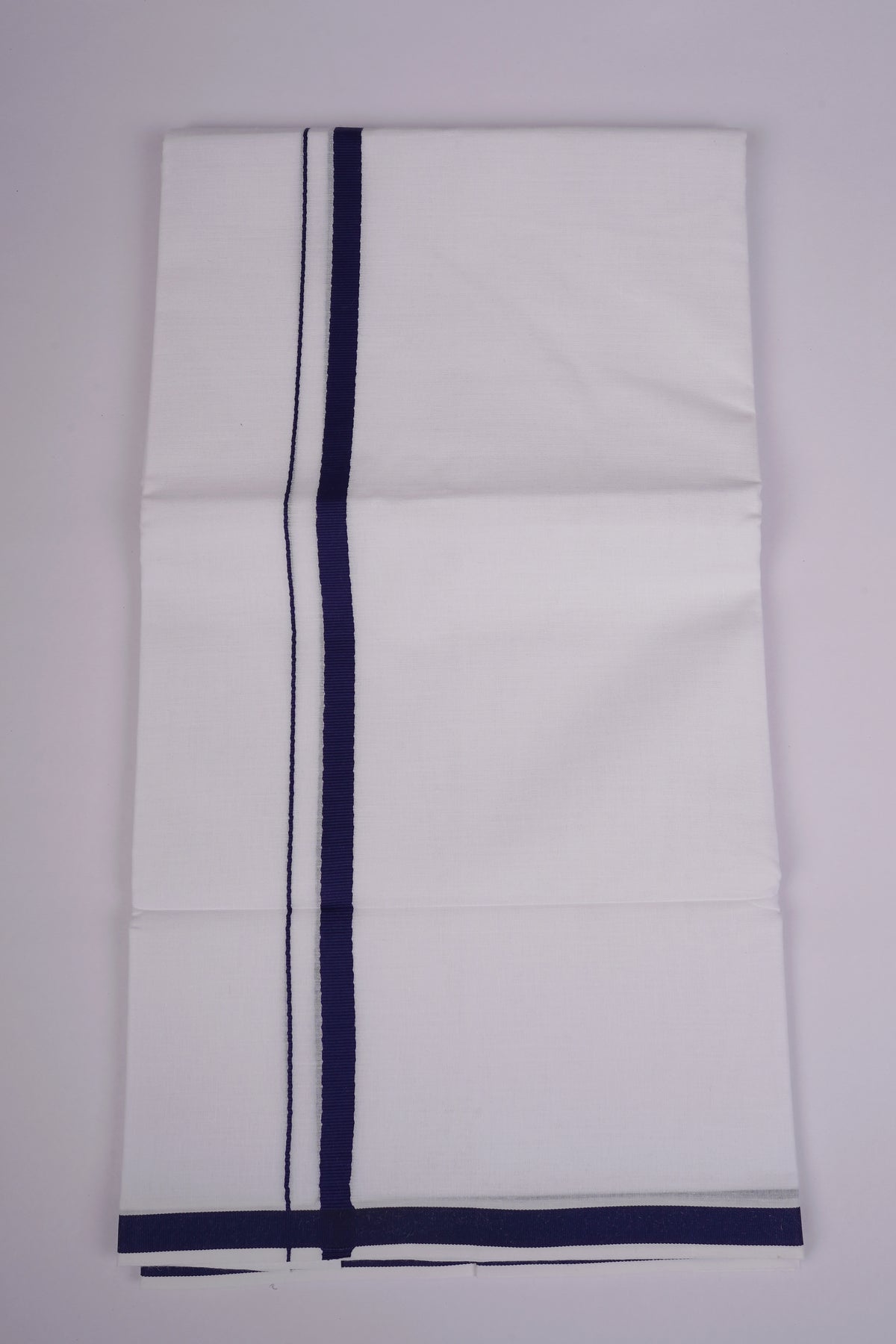 Mens White Double Dhoti Cotton Blend with Big Border - 3.80M | HD-25-Blue