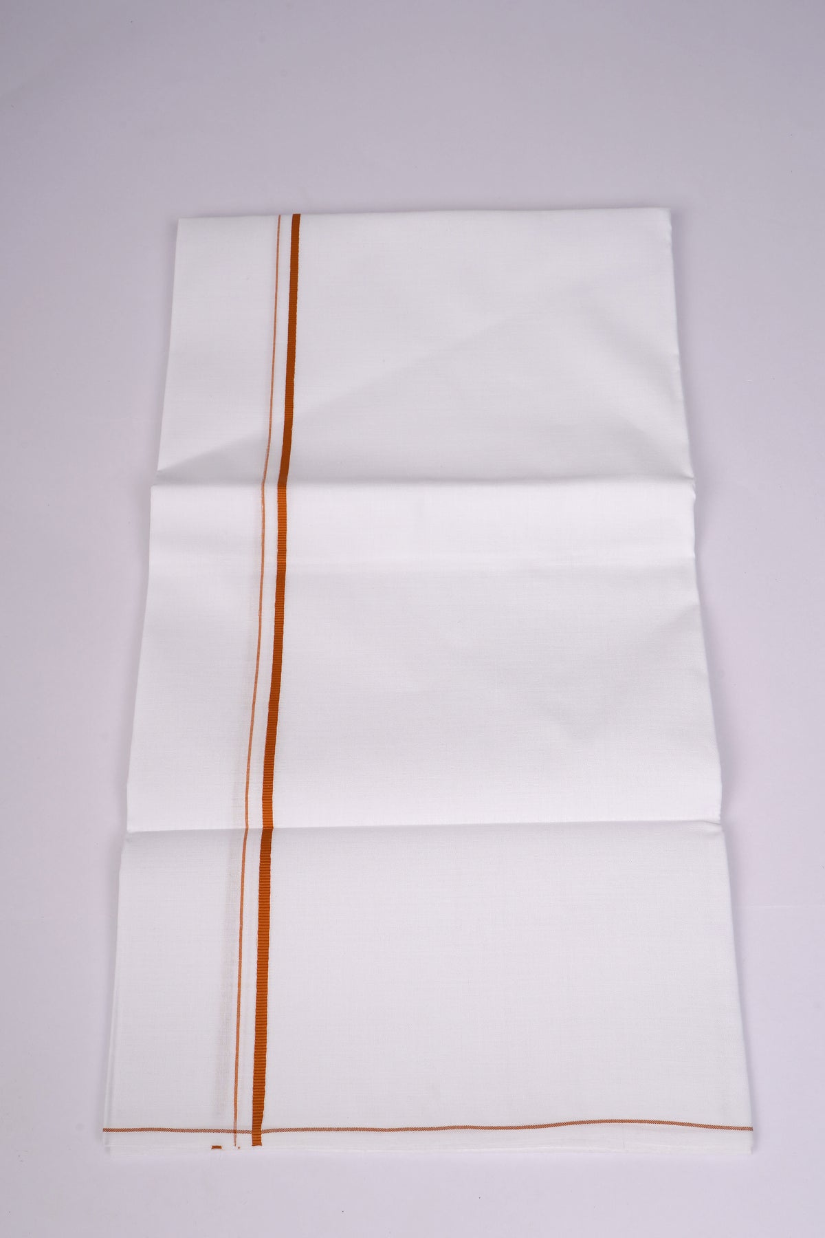 Mens White Single Dhoti Cotton Blend with Small Border - 1.90M | SS-23 - Orange