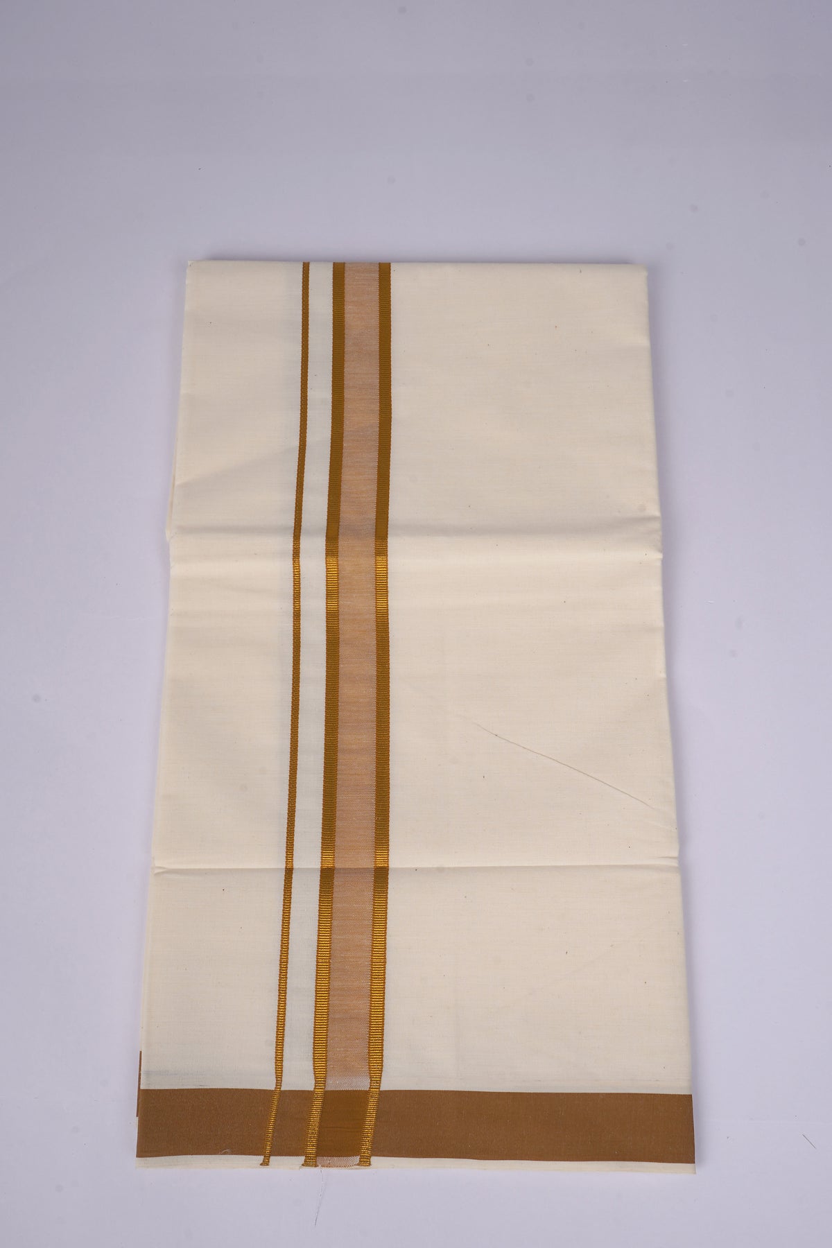 Pure Cotton White Dhoti Single Fancy Border 2.00 m|FS-92 SANDAL
