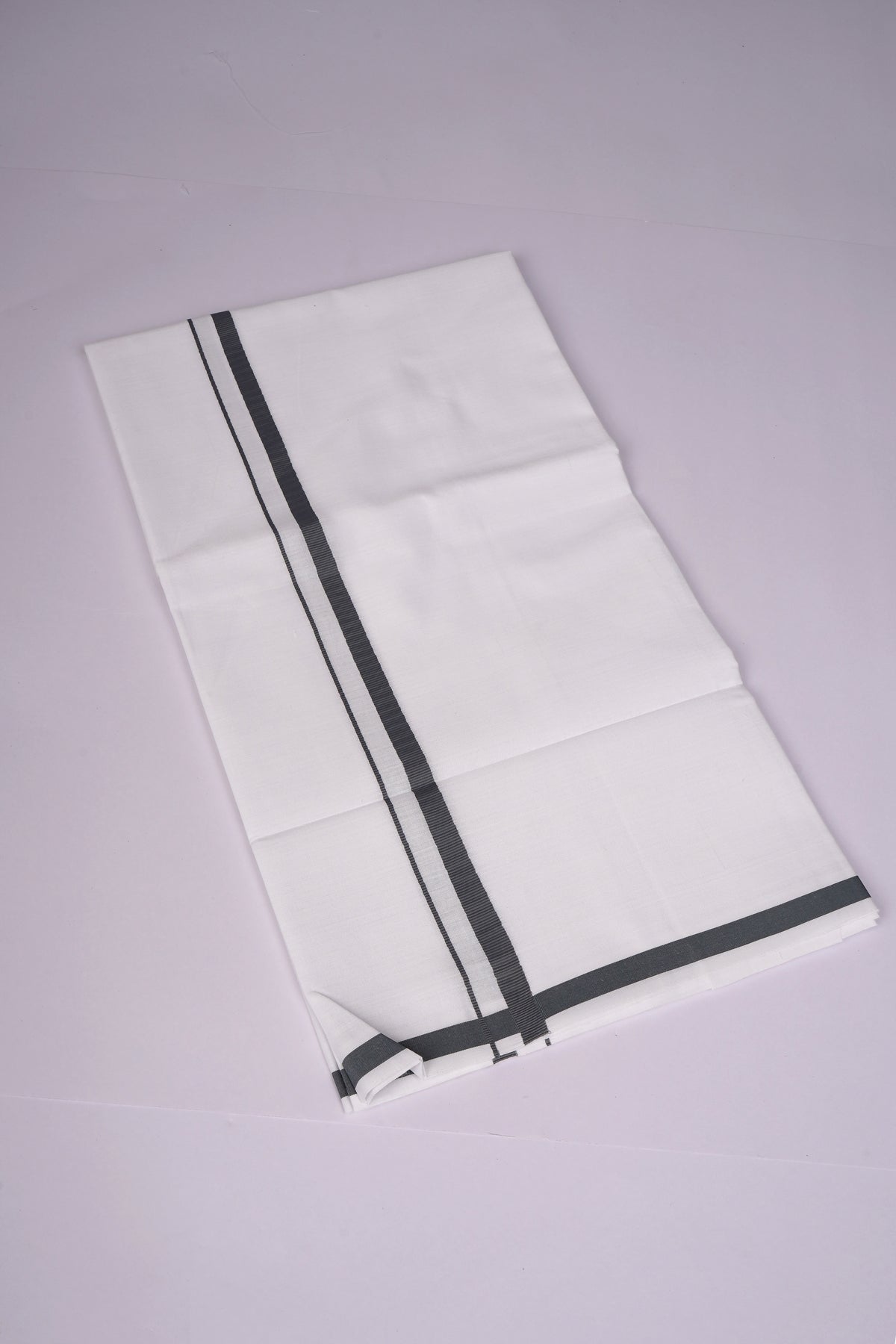 Mens Cotton Blend White Dhoti Single Small Border 1.90 m|HS-15 DARK GRAY