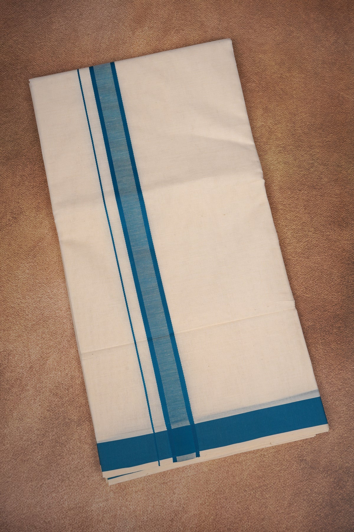 FD-174C CREAM DOUBLE DHOTI 3.80 MTR - Dark blue