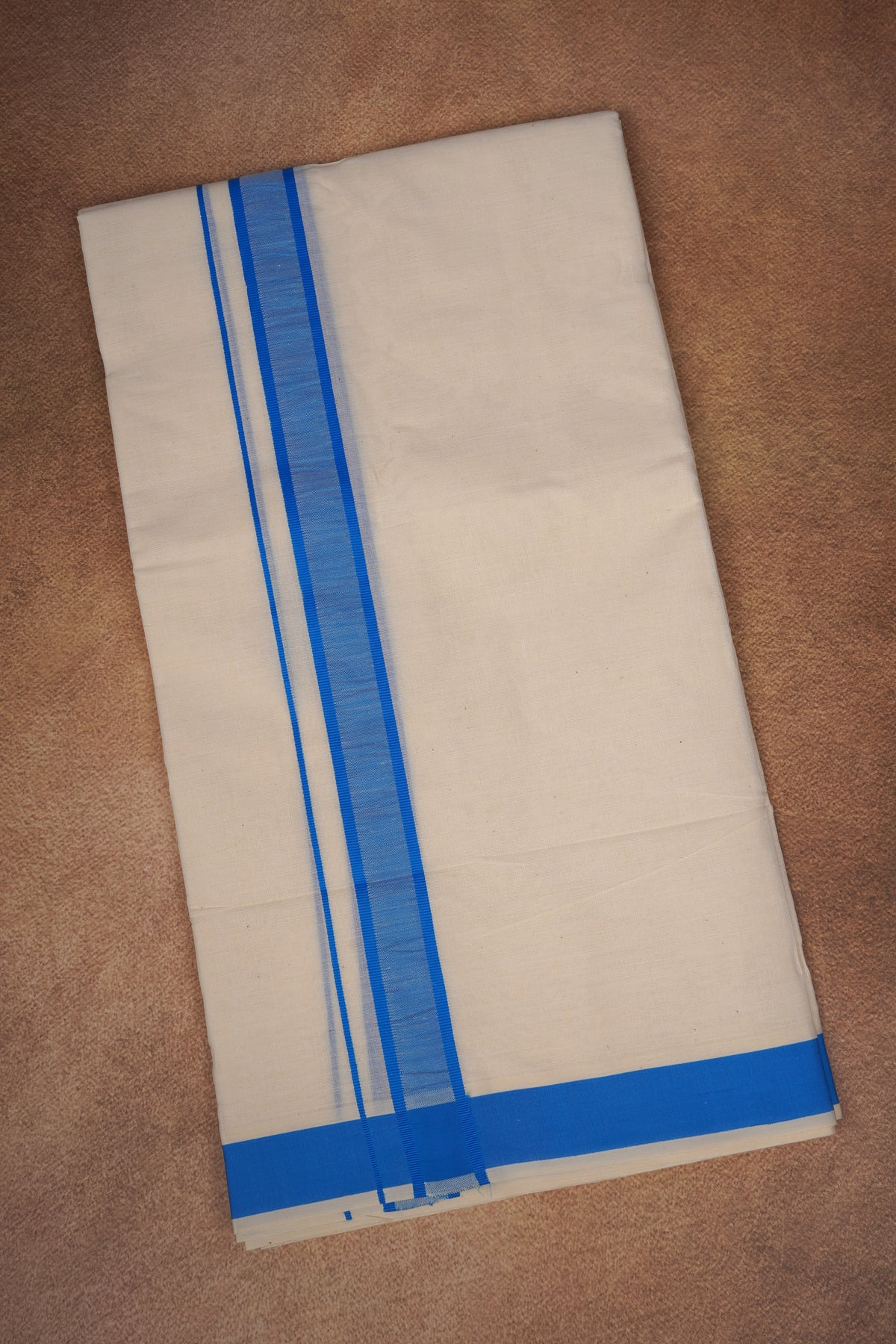 FD-174C CREAM DOUBLE DHOTI 3.80 MTR - Ajantha Blue