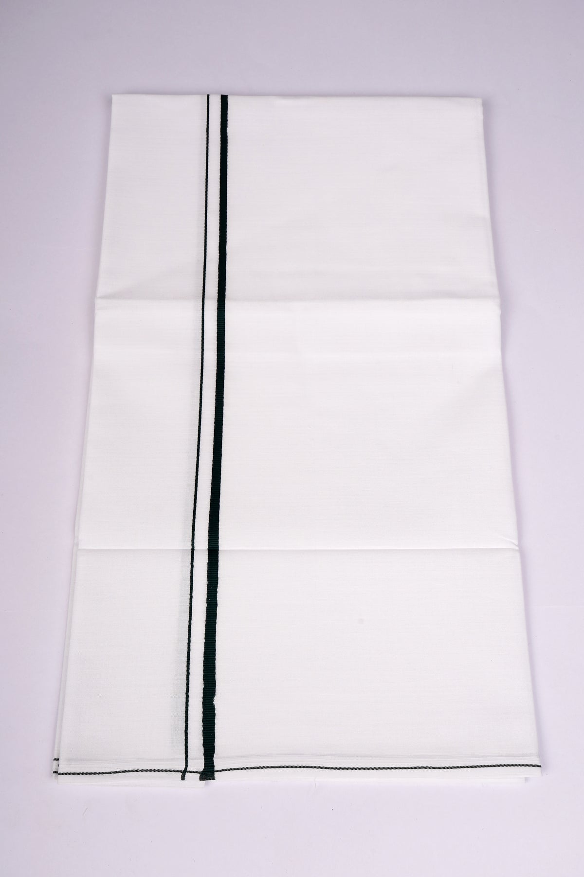 Mens Cotton Blend White Dhoti Single Small Border 2.00 m|SS-14 FOREST GREEN