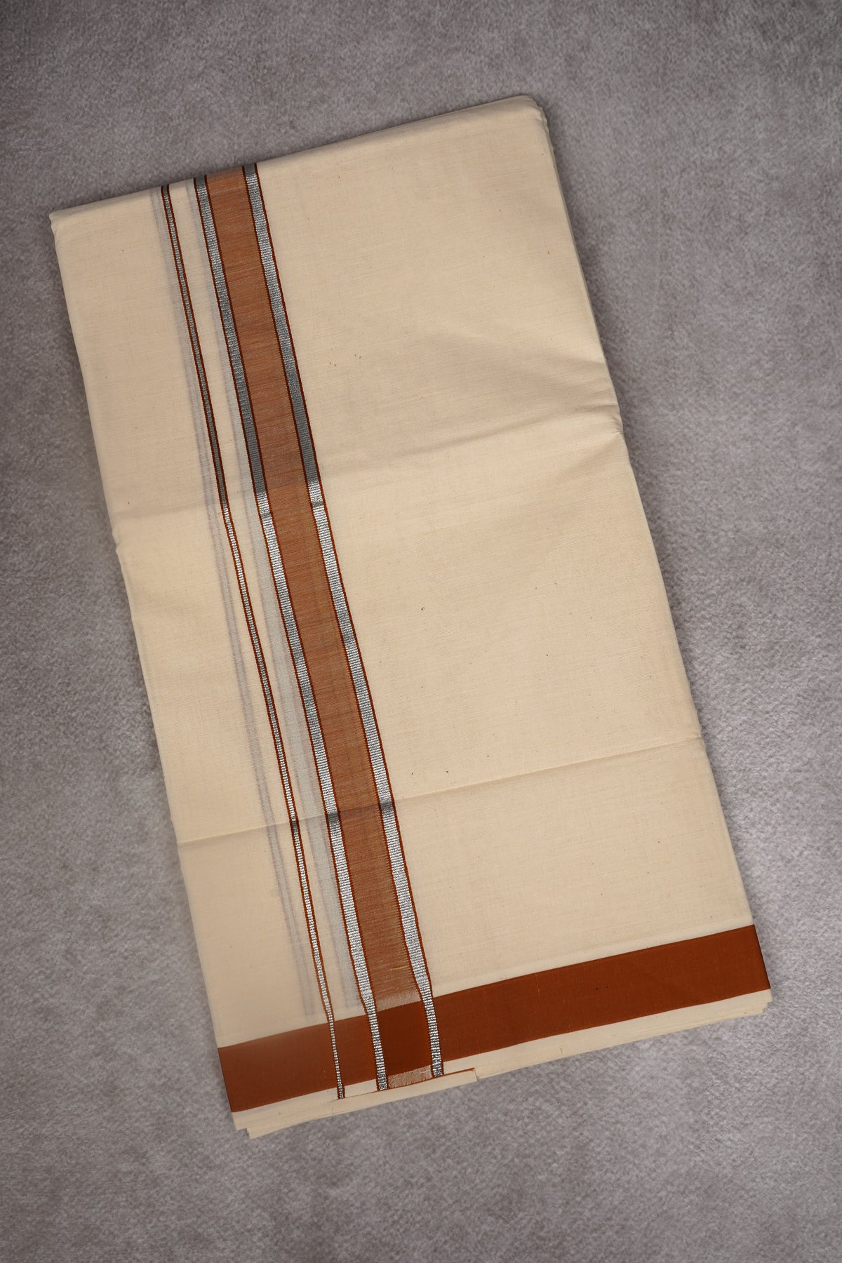 Mens Cotton Blend White Dhoti Double Fancy Border 3.80 m|FD-178 MUSTARD