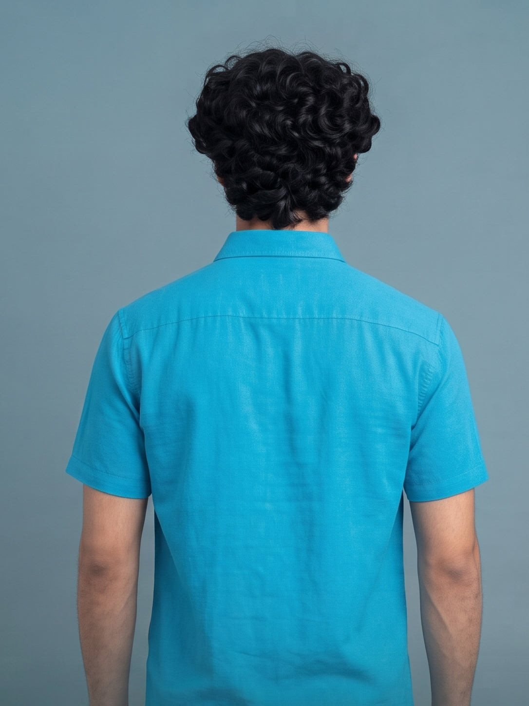 Stain Free Half Sleeve Formal Blue Men Shirt-68003