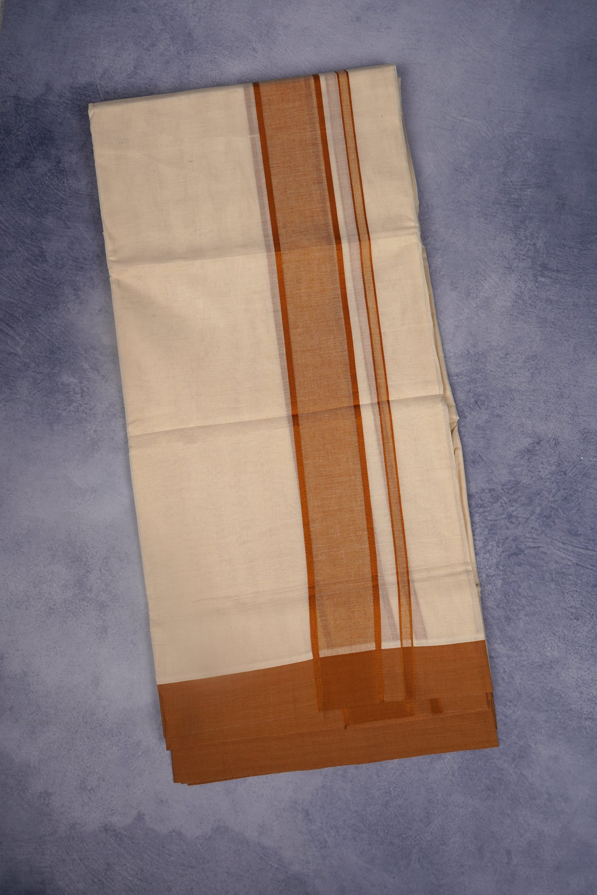 FCD-86C CREAM DOUBLE DHOTI 4.00 MTR - Brown
