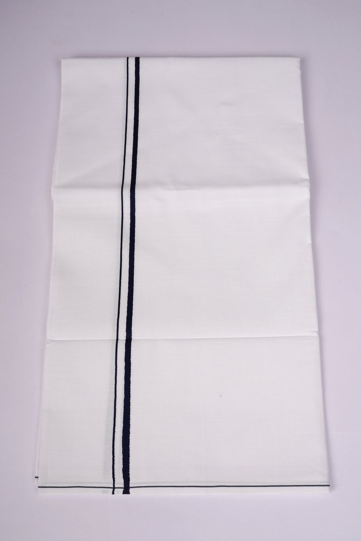 Mens Cotton Blend White Dhoti Single Small Border 2.00 m|SS-14 IMPERIAL BLUE