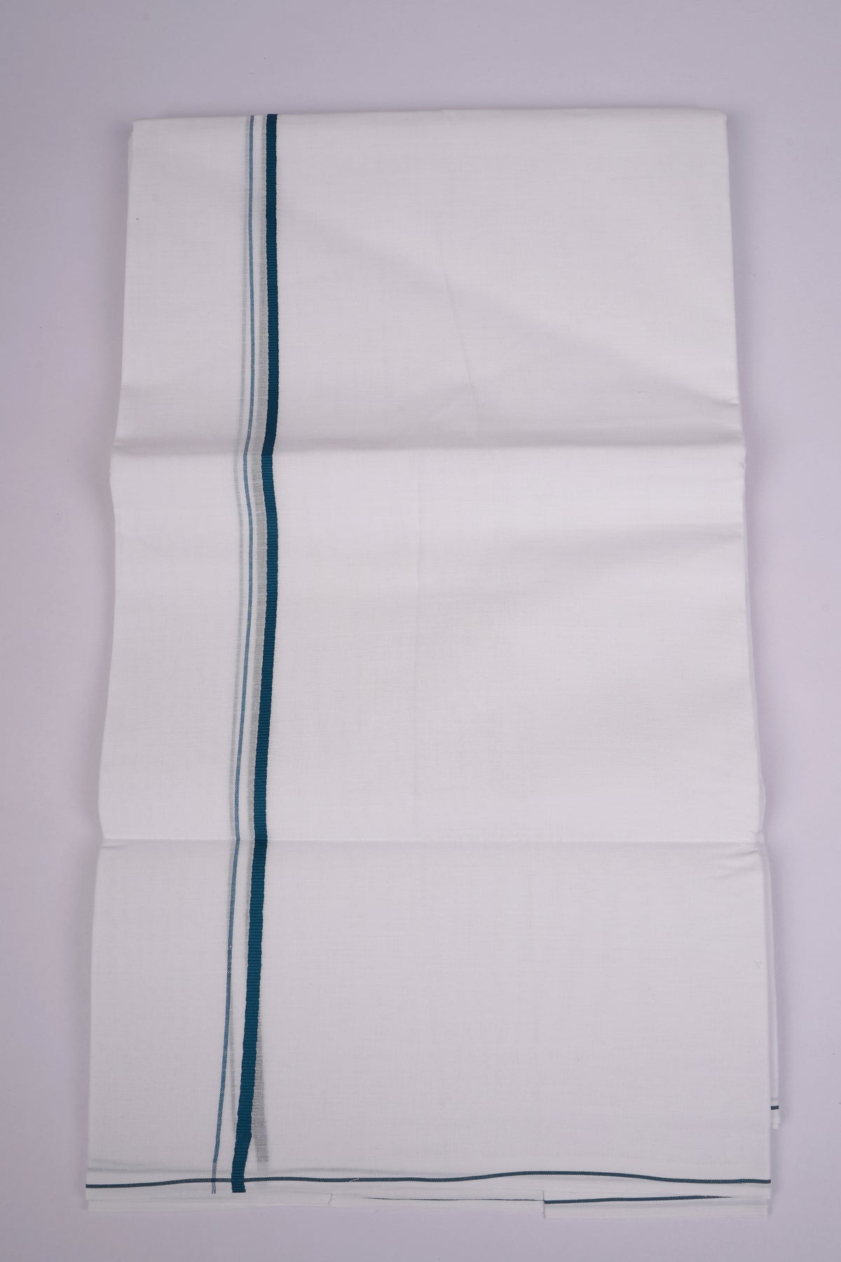 Mens Cotton Blend White Dhoti Double Small Border 3.80 m|SD-10 FOREST GREEN