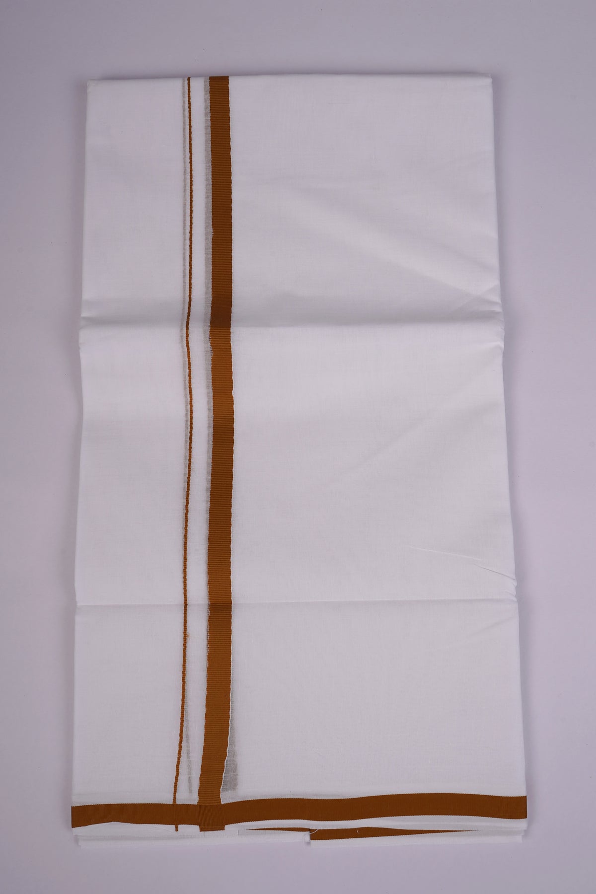 Pure Cotton White Dhoti Double Small Border 3.80 m|HD-28 MUSTARD