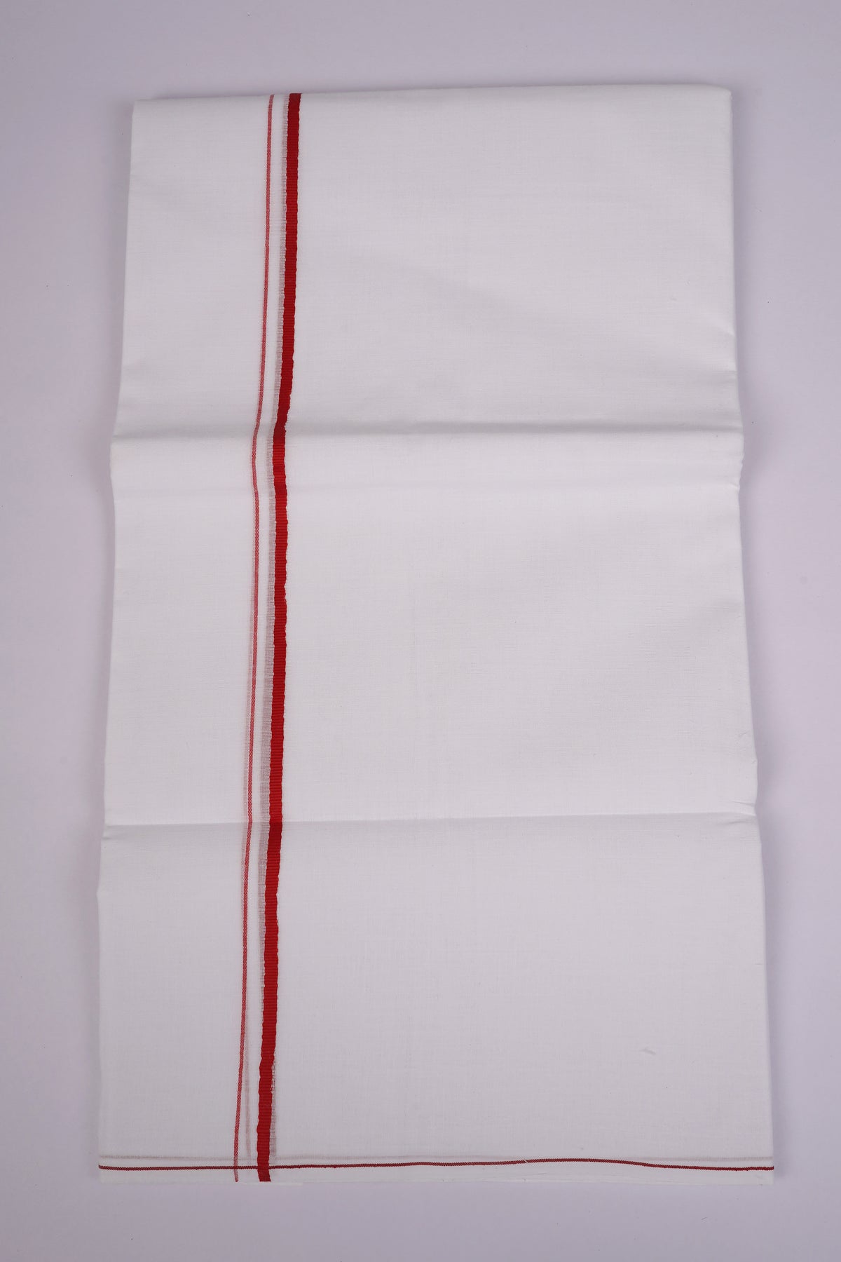 Mens White Double Dhoti Cotton Blend with Small Border - 3.80M | SD-10-10