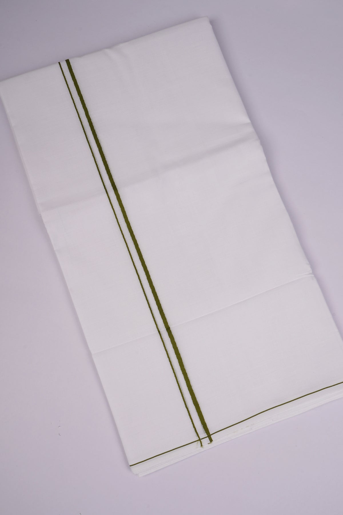 Mens Cotton Blend White Dhoti Double Small Border 3.70 m|SD-18 OLIVE GREEN