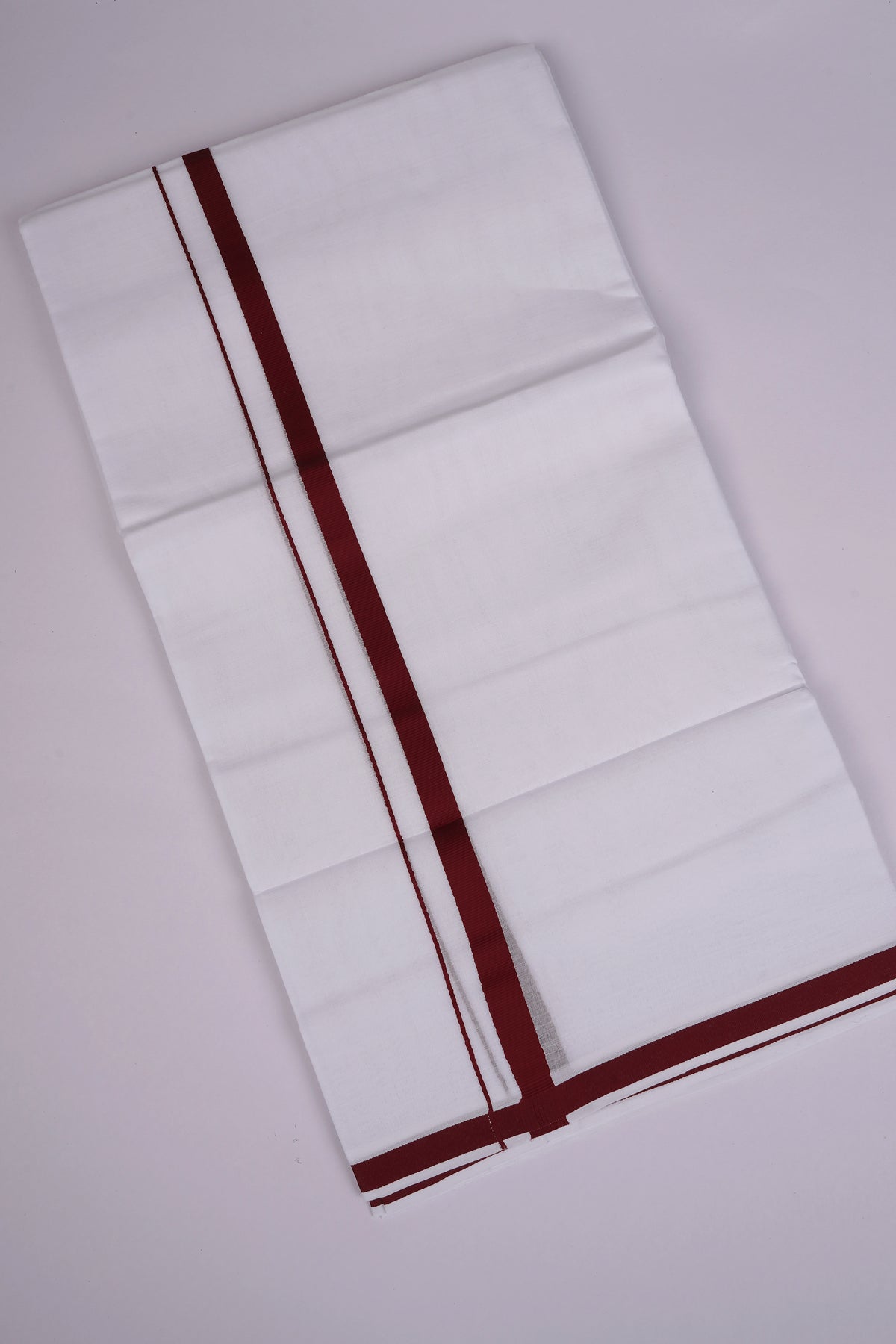 Pure Cotton White Dhoti Double Small Border 3.80 m|HD-24 MAROON