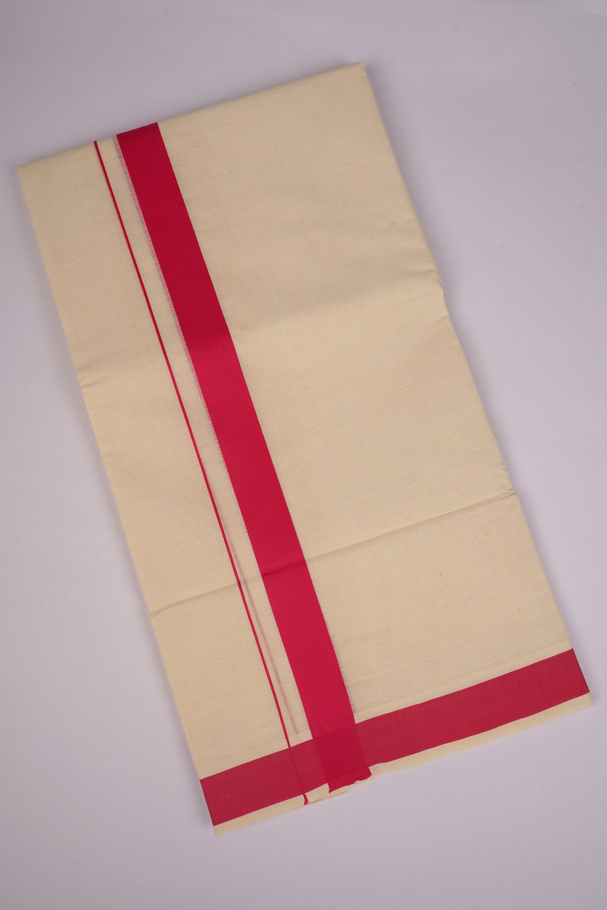 FD-08C CREAM DOUBLE DHOTI 3.80 MTR-Dark Pink