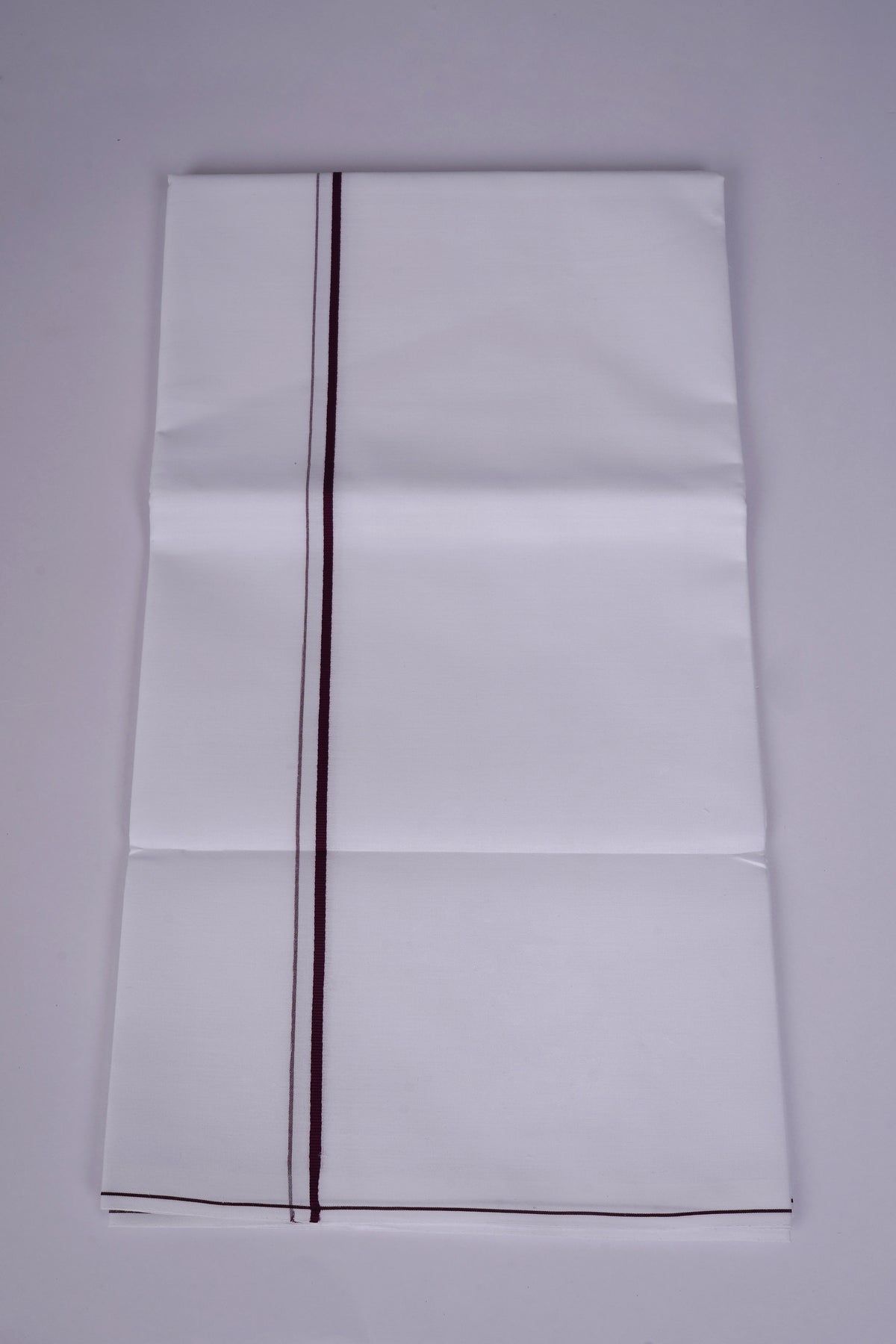 Mens White Single Dhoti Pure Cotton with Small Border Stain-Free - 2.00M- Violet | SS-STAIN FREE W/S