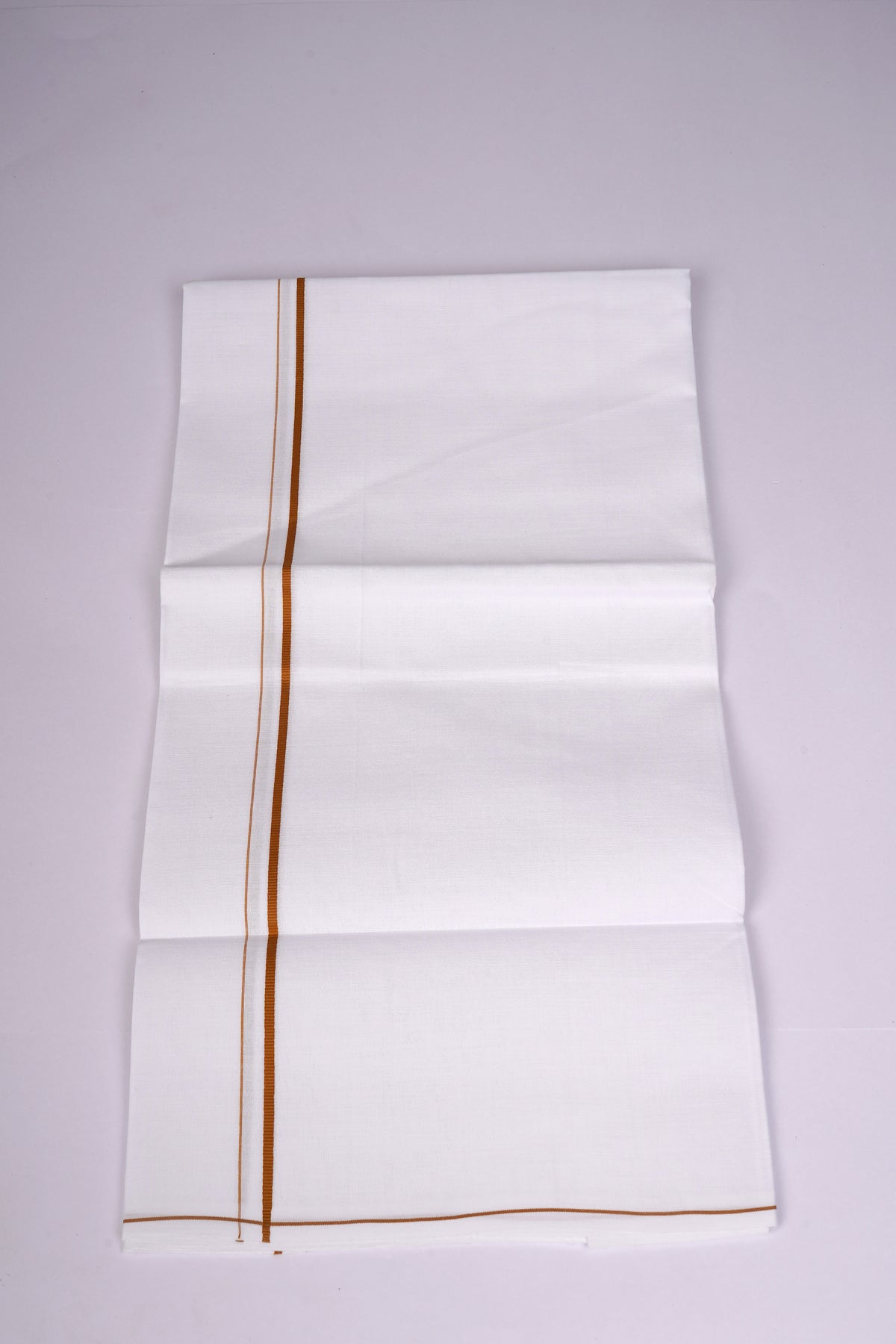 Mens White Single Dhoti Cotton Blend with Small Border - 1.90M | SS-23 - Orange