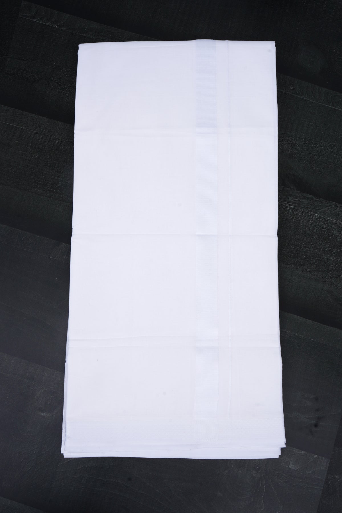 Pure Cotton White Paramas Border Double Dhoti Devotional Weave 4.00 m | PMD-04 White 2