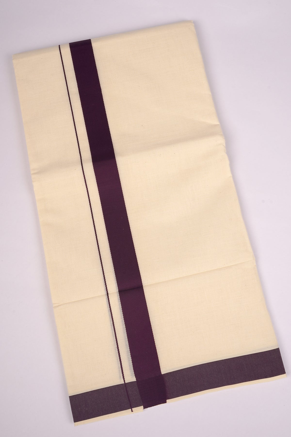FD-08C CREAM DOUBLE DHOTI 3.80 MTR-Dark Brown