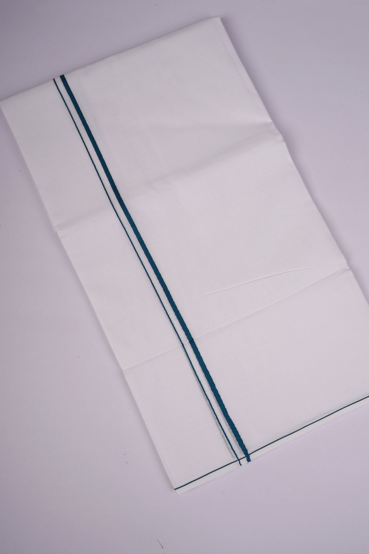 Mens Cotton Blend White Dhoti Double Small Border 3.70 m|SD-18 DARK GREEN