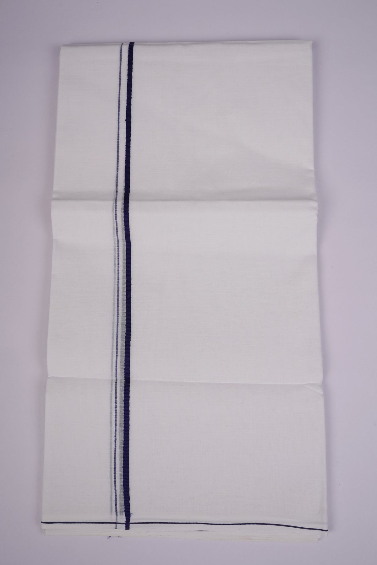 Mens White Double Dhoti Cotton Blend with Small Border - 3.80M | SD-03-Dark Blue