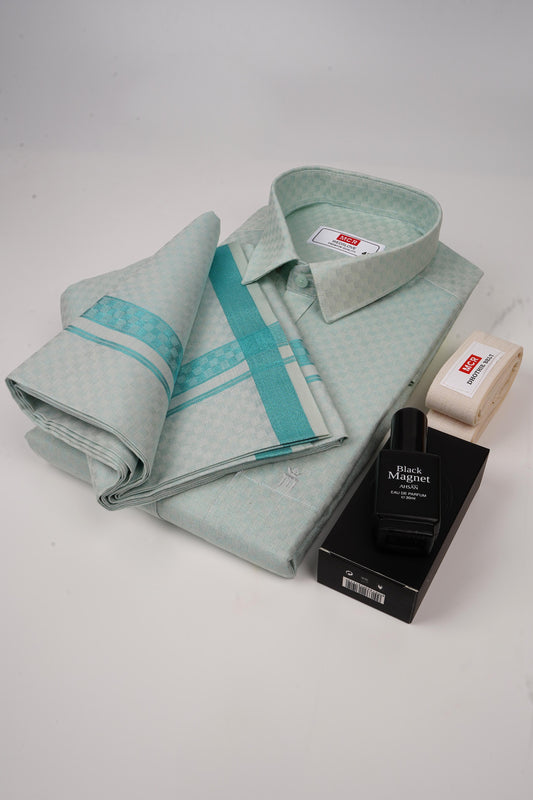 WedsLove Sea Blue Single Set F/S-wedding dress for men (Perfume & Dhoti Belt Free)