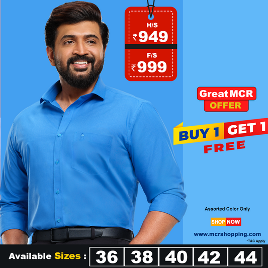 Great MCR Offer Combo Colour Shirt (Buy 1 get 1 free) (Assorted Color Only)