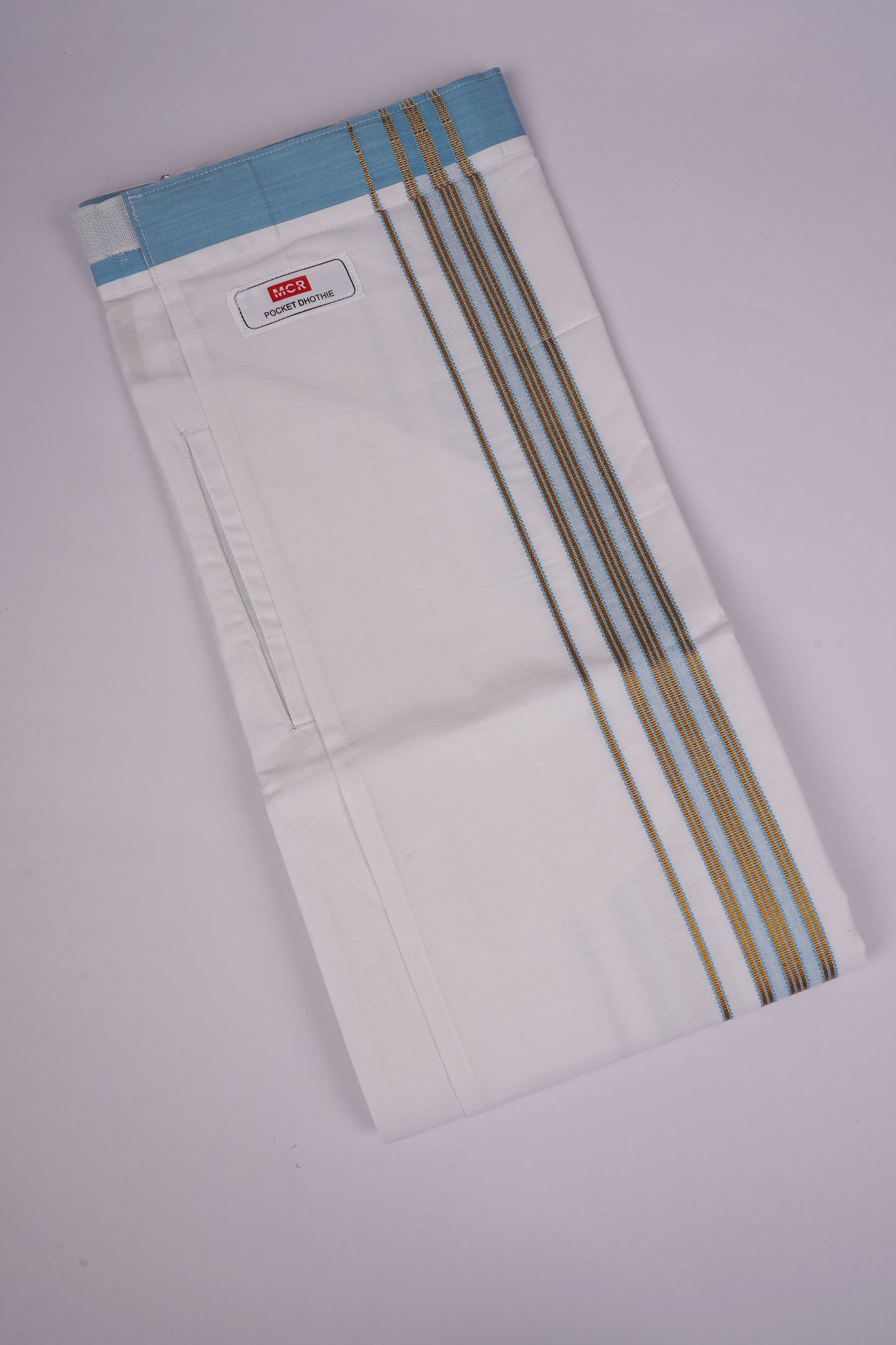 PKT FS-01 VELCRO WHITE SINGLE DHOTI - blue