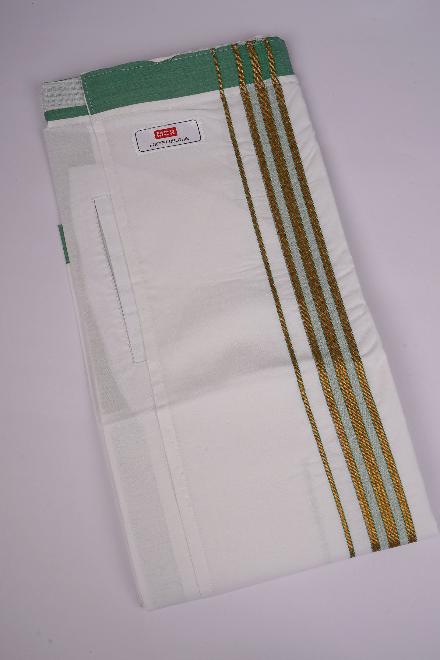 PKT FS-01 VELCRO WHITE SINGLE DHOTI - Green
