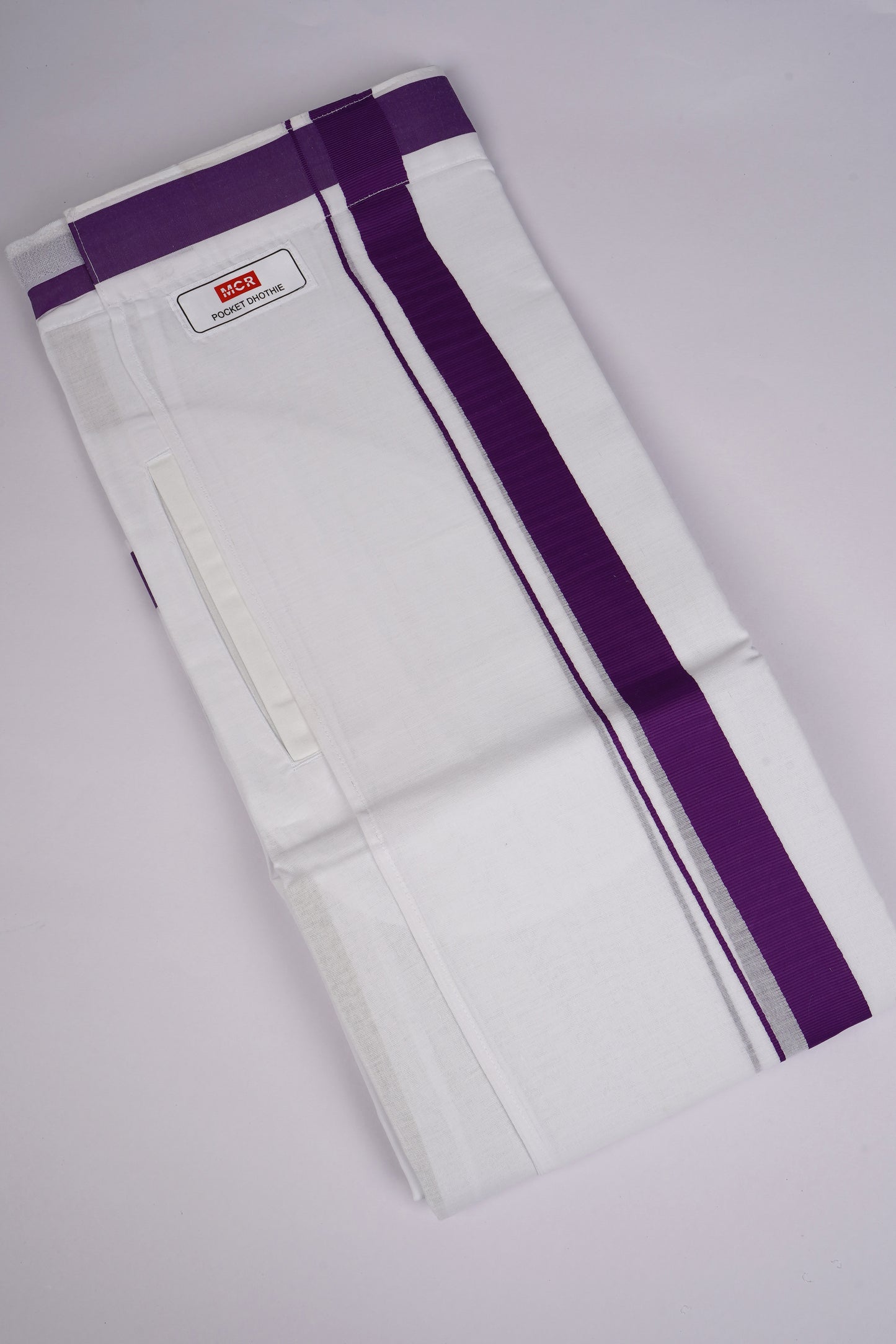 PKT FD-01 VELCRO WHITE DOUBLE DHOTI-purple